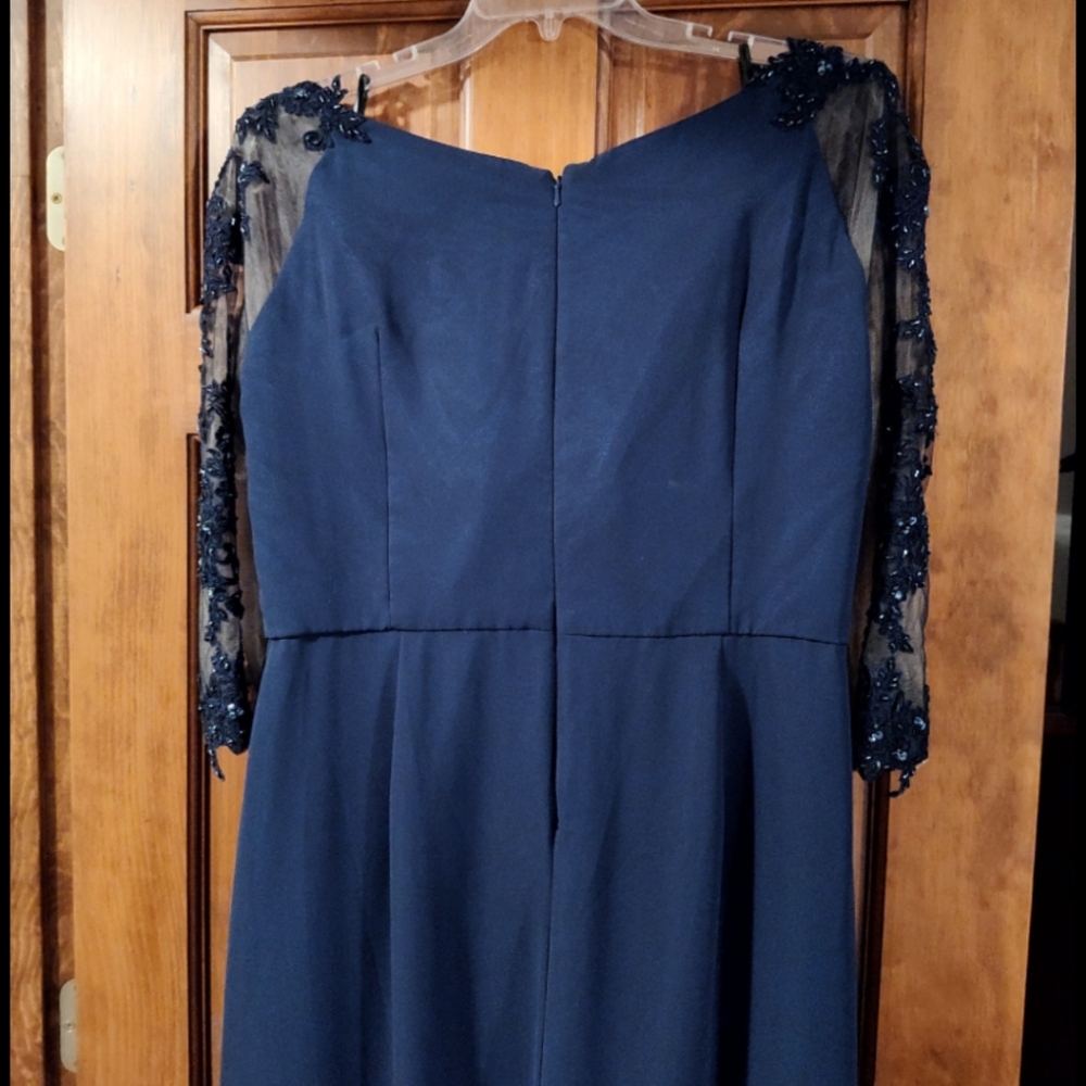 Christina Wu Navy Long Sleeve Gown - Picture 3 of 6